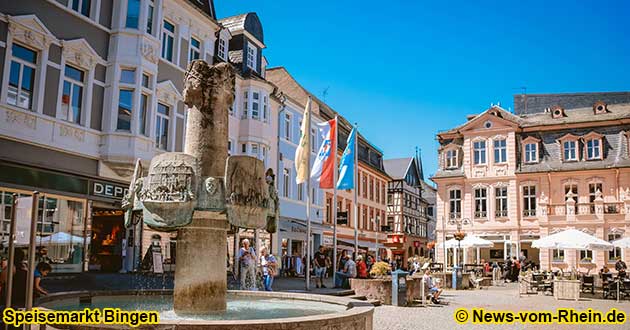 Der Speisemarkt in der Fugngerzone von Bingen am Rhein